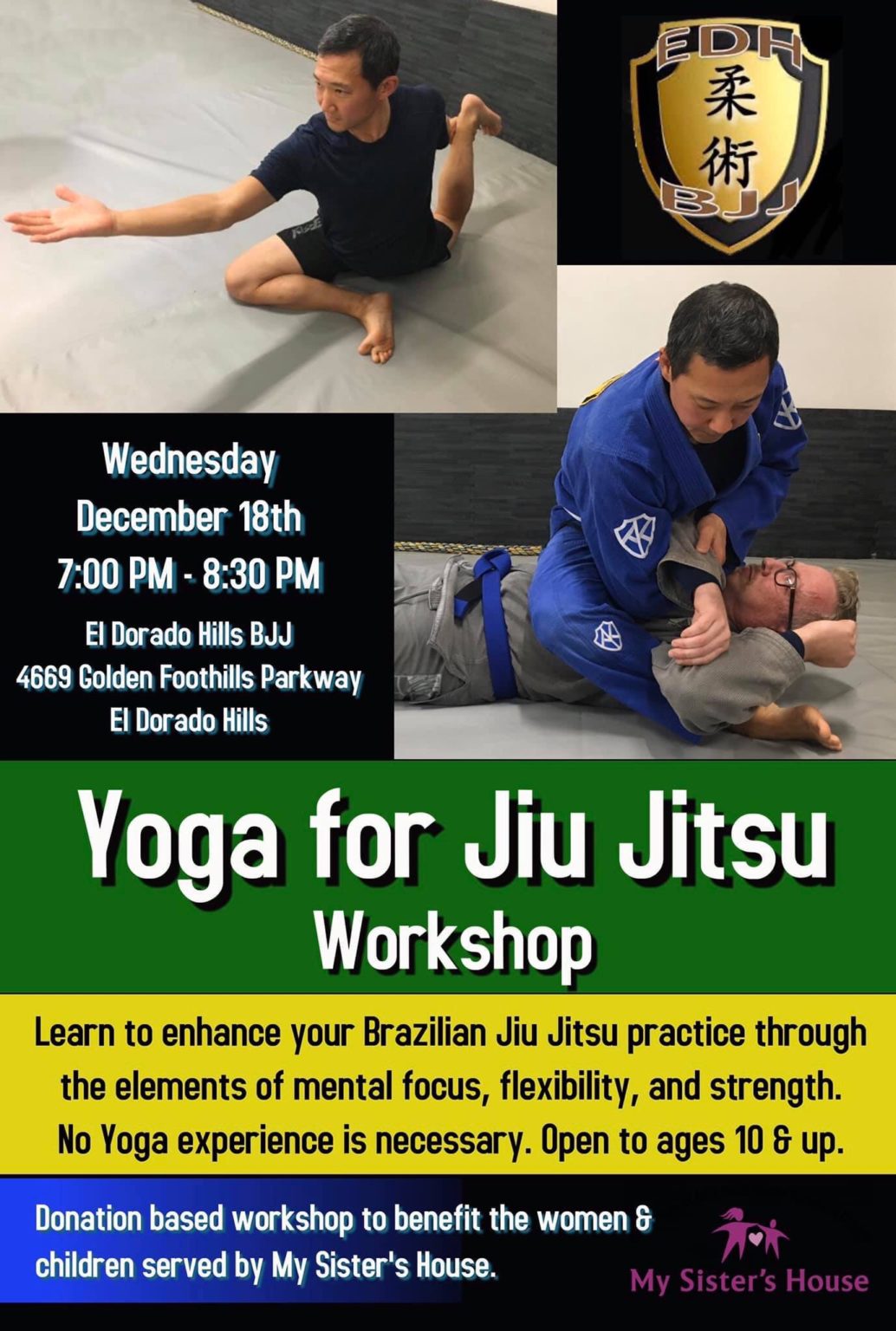 Yoga for BJJ workshop to benefit My Sister’s House | El Dorado Hills ...